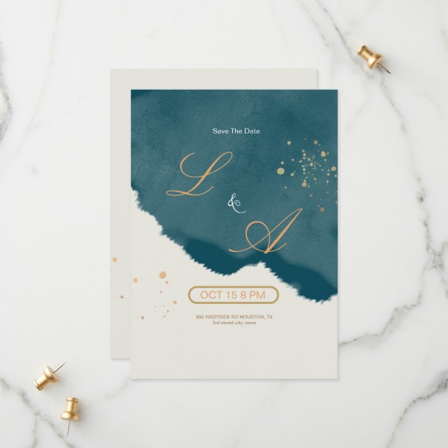 Elegant Modern Smaragdgrön Spara Datumet (Fram/Back In Situ)