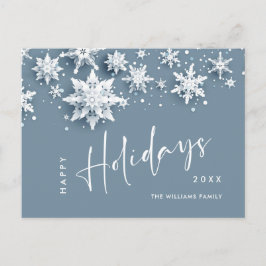 Elegant Modern Snöflingor-Helgdag Jul Vykort