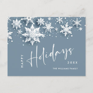 Elegant Modern Snöflingor-Helgdag Jul Vykort