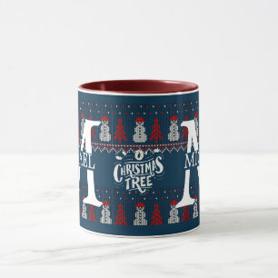 Elegant Modern Snögubbe Monogram-helgdag - jul Mugg