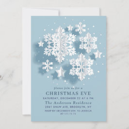 Elegant Modern Snowflake Helgdag CHRISTMAS KVÄLL Inbjudningar
