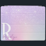 Elegant modern snyggt, gigabborre lila glitter iPad skydd<br><div class="desc">Den här söt ipad cover-designen har gradient faux lila glitter,  regnbågsbakgrund och kalligrafteckensnitt för elegant.</div>