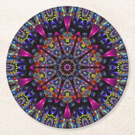 Elegant Modern Snyggt Kaleidoskop Underlägg Papper Rund
