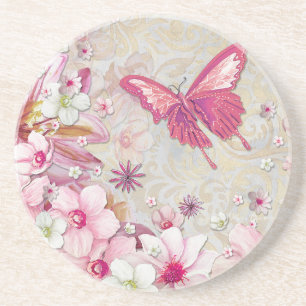 Elegant Modern Snyggt Land Rosa Butterfly Underlägg