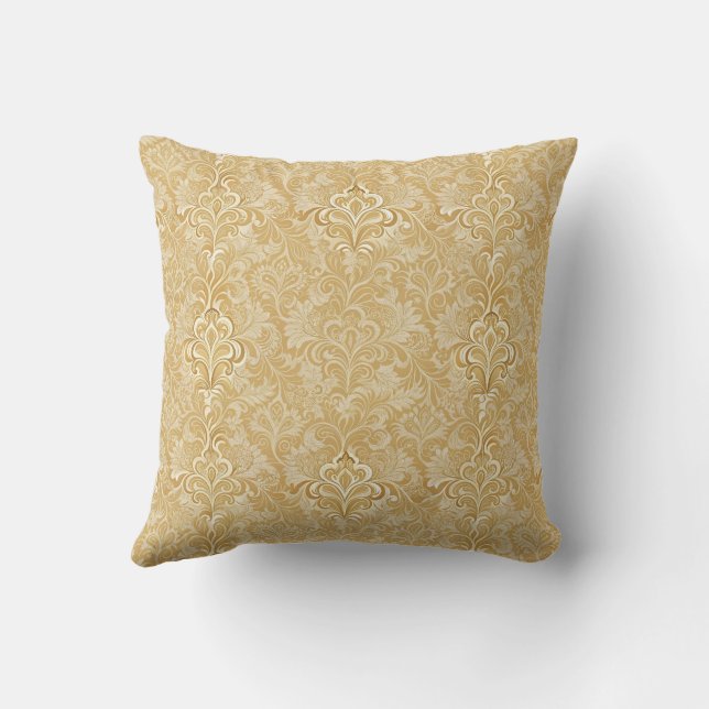 Elegant Modern Snyggt Trendig Beige Damask-mönster Kudde (Baksida)