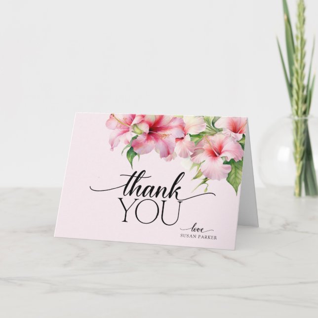 Elegant Modern Sommar Tropisk Blomma Tack Kort (Framsida)