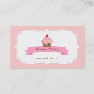 Elegant, Modern, Söt Rosa Cupcake, Bageri Visitkort