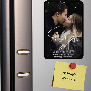 Elegant Modern Spara datumfotomall Magnet