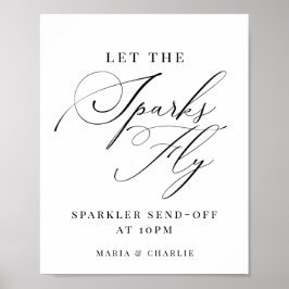 Elegant Modern Sparkler-signal Skicka av Bröllop-t Poster