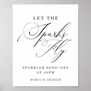 Elegant Modern Sparkler-signal Skicka av Bröllop-t Poster