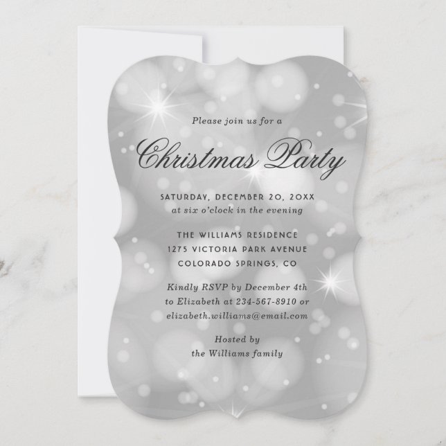 Elegant Modern Sparkly Christmas Party Inbjudningar (Framsida)