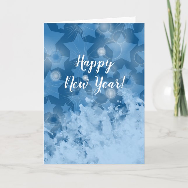 Elegant Modern Stars mönster Classic Blue Text Helgkort (Framsida)
