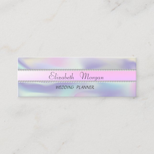 Elegant Modern Stilfull Holografisk, Pärlor Mini Visitkort (Framsida)