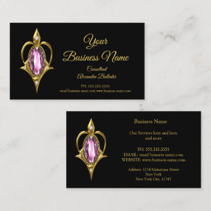 Elegant Modern Stilfull Rosa Smycke Guld Svart Visitkort