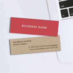 Elegant Modern Struktur Red Kraft Papper Mini Visitkort