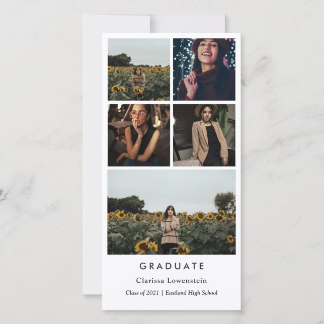 Elegant Modern Student Photo Collage Tack Kort (Framsida)