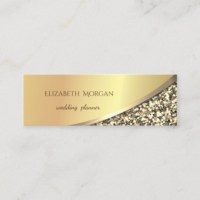 Elegant Modern Svart, Glitter, Guld Mini Visitkort (Framsida)
