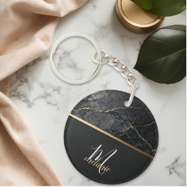 Elegant modern svart grå marmor guld monogram