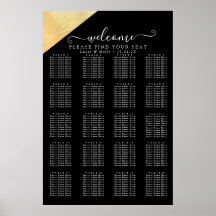 Elegant Modern Svart & Guld Folie Bröllopsplatser