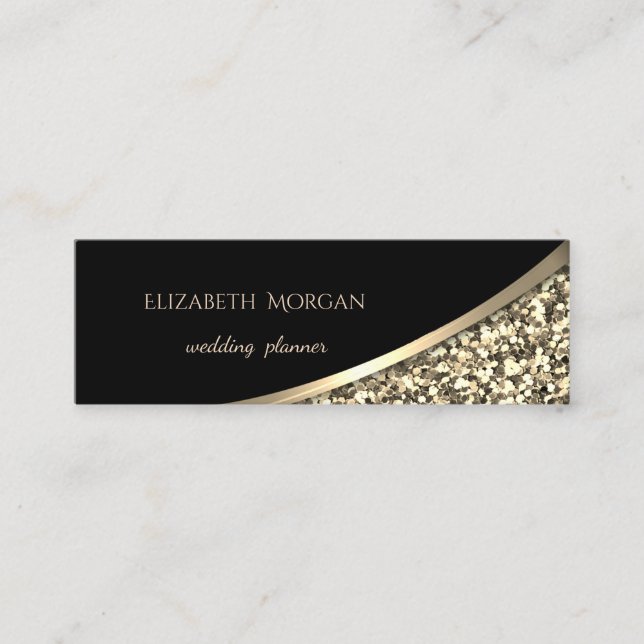 Elegant Modern Svart, Guld Glitter Mini Visitkort (Framsida)