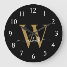 Elegant Modern Svart Guld Monogram Namn Skrift