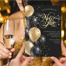 Elegant Modern Svart Guld Nyårsafton