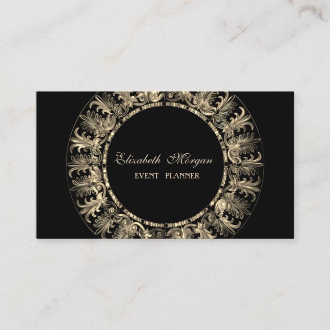 Elegant Modern, Svart, Guld Ram Wirar Visitkort (Framsida)
