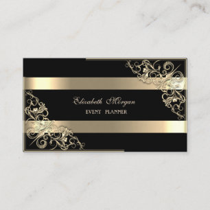 Elegant Modern, Svart, Guldrandig, Ram Visitkort
