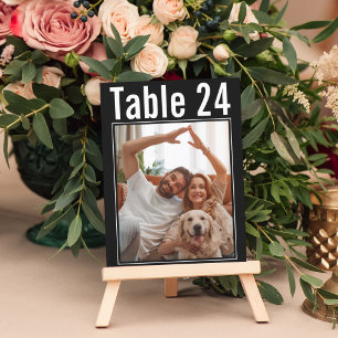 Elegant Modern Svart Husdjur Foto Bröllops Bord Nu Inbjudningar