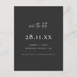 Elegant Modern, svart minimalt, enkelt spara datum Meddelande Vykort