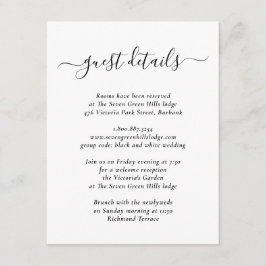 Elegant modern svart och vit inklusionskort tilläggskort