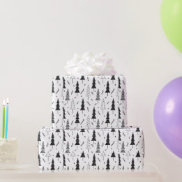 Elegant modern svart och vit julgran presentpapper
