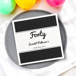 Elegant Modern Svart Och Vitt Chic 40-årsfirande Pappersservett