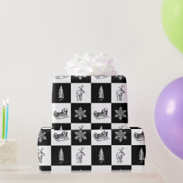 Elegant Modern Svart och Vitt Jul Presentpapper