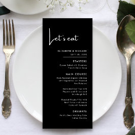 Elegant & Modern Svart och Vitt Låt oss äta Bröllo Meny