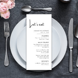 Elegant & Modern Svart och Vitt Låt oss äta Bröllo Meny