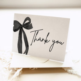 Elegant Modern Svart Slöja Hon knyter knuten Tack Kort