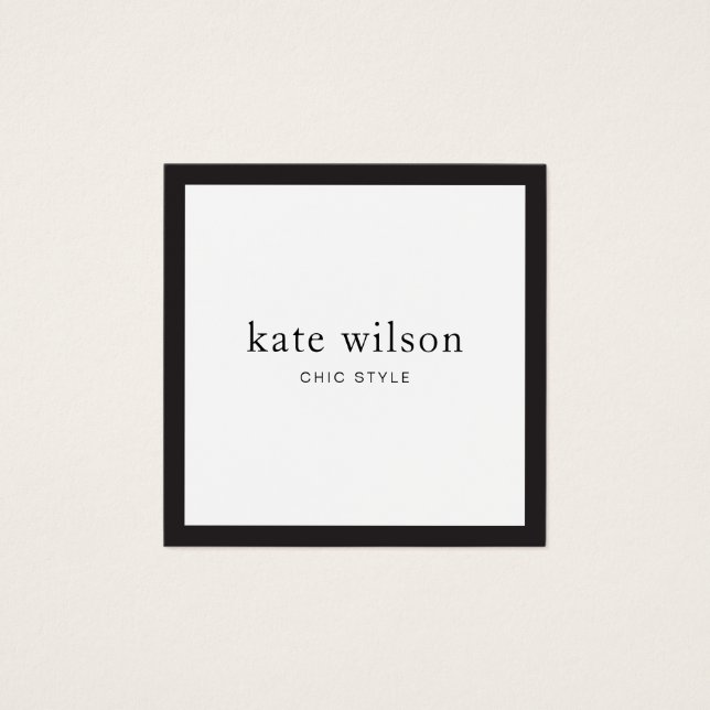 Elegant Modern svart vit Professionell fyrkant Fyrkantigt Visitkort (Framsida)