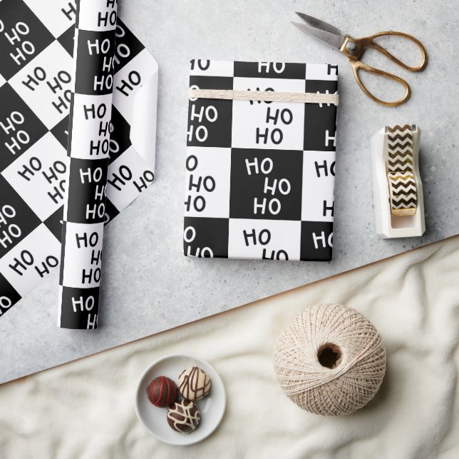 Elegant Modern Svart Vit Typografi Jul Presentpapper (Hantverk)