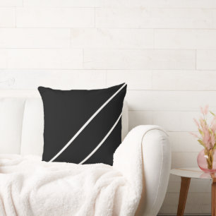 Elegant Modern Svart Vitt Diagonala Ränder Kudde