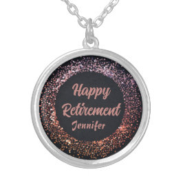Elegant Modern Svarta Ro Guld Lycklig Pension Silverpläterat Halsband