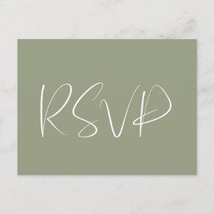 Elegant & modern Svartröt grön bröllops-RSVP Vykort