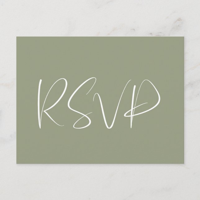 Elegant & modern Svartröt grön bröllops-RSVP Vykort (Framsida)