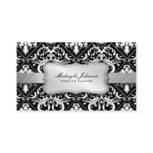 Elegant modern svartvit damast med silver
