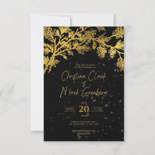 Elegant Modern svartvit inbjudan till Golden Weddi