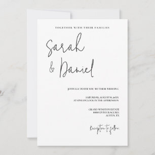 Elegant Modern svartvit minimalistisk Bröllop Inbjudningar