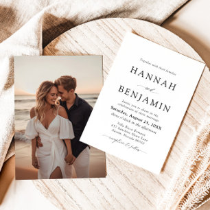 Elegant Modern svartvit minimalistisk Bröllop Inbjudningar