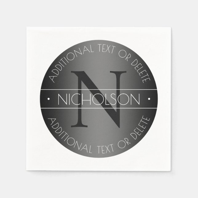 Elegant Modern svartvit svartvit gradering i Monog Pappersservett (Framsidan)