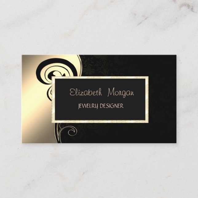 Elegant Modern Swirl, den judiska designern Guld R Visitkort (Framsida)