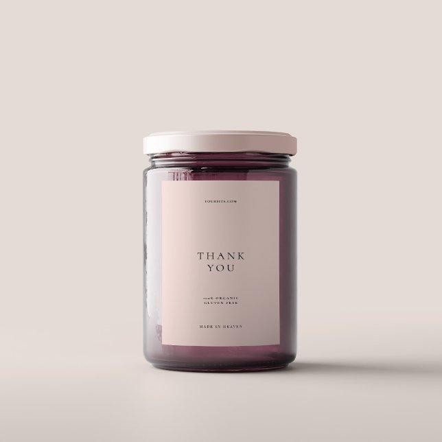 Elegant Modern Tack för minimal Rosa Mat Etikett (Elegant Modern Minimalist Pink Thank You Food Label
)